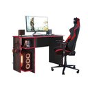 Ver imagem 3 de Mesa Computador Gamer 3875 com Suporte Fone de Ouvido - Qmovi Cor Preto / Vermelho