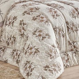 Edredom Queen Dupla Face Esmeralda 01 Peça Estampado - Margarida Bege - 2 Edredom Queen Dupla Face Esmeralda 01 Peça Estampado - Margarida Bege - 2