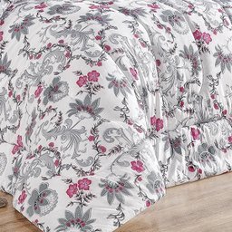 Edredom Queen Dupla Face Esmeralda 01 Peça Estampado - Indiano Cinza - 2