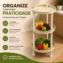 Ver imagem 3 de Prateleira Redonda 3 Andares Estante Multiuso Nicho Organizadora Fruteira Chao Plastica Cozinha Lava