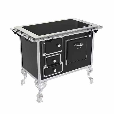 Fogão a Lenha Tradicional Chapa Vitrocerâmica 01 Preto Se Metalúrgica Venâncio