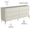Ver imagem 3 de Cômoda para Quarto Closet Orgânica 6 Gavetas Pés Industrial Dourado Bliss I03 Luna - Lyam Decor