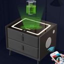 Ver imagem 3 de Kit 2 Mesas de Cabeceira Inteligente com Digital Cinza LED Indução