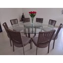 Ver imagem 4 de Kit de 2 Cadeiras Moderna Alumínio Corda Sintetica Cor:marrom