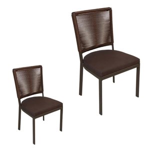 Kit de 2 Cadeiras Moderna Alumínio Corda Sintetica Cor:marrom