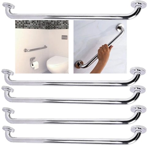Alça Barra de Apoio Kit 5 Uni Inox Suporte Gestante Deficiente Acessibilidade Inox 70cm Banheiro Res