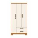 Ver imagem 3 de Guarda Roupa Solteiro Açaí 3 Portas e 2 Gavetas Cinamomo/Off White - Móveis Henn