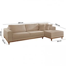 Sofá Cronos Linho 4 Lugares Chaise Lado Direito Meu Sofá Online - 5