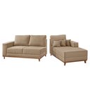 Ver imagem 5 de Sofá Fixo com Chaise 2,5m Cronos Linho com Molas Lado Direito Meu Sofá Online