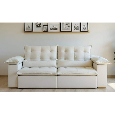 Sofá Luxo Gold Retrátil e Reclinável Vários Tecidos Pillow 15cm Almofadas Decorativas 2,10m