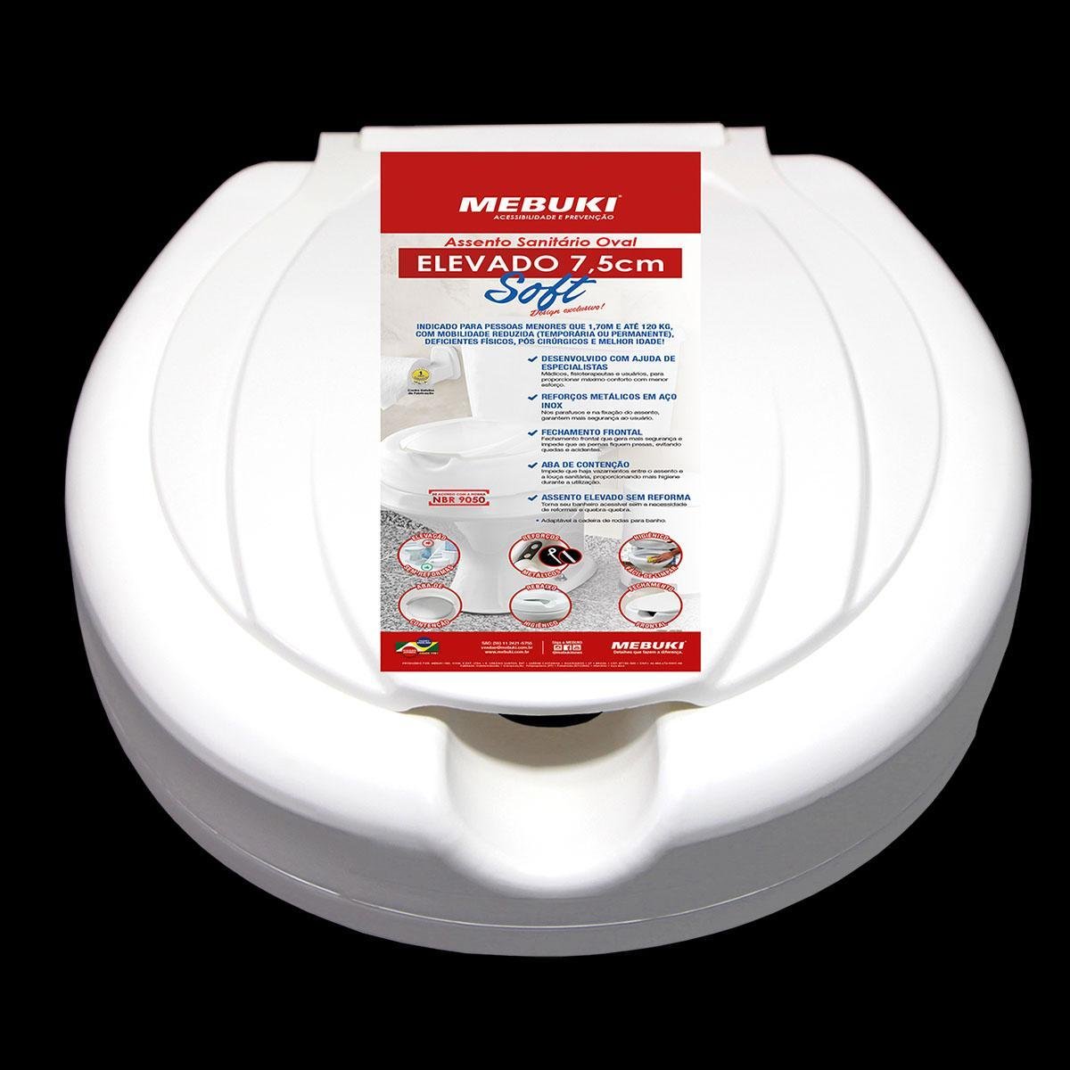 Assento de Vaso Elevado 7,5 Cm Soft - Branco - Mebuki - 1