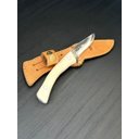 Ver imagem 1 de Faca Fox Sg Inox 420c 3” Cabo de Osso Natural Artesanal com Bainha em Couro