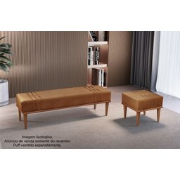 Recamier Banco Puff Couro Ecológico Caramelo Mari - 2