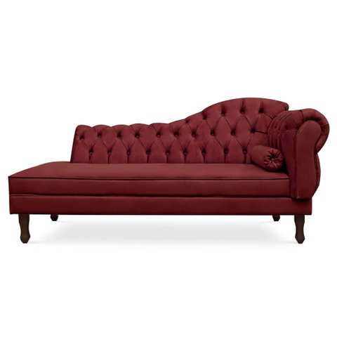 Divã Recamier Namoradeira Larissa 160cm com Capitonê - Esquerda Suede: Vinho