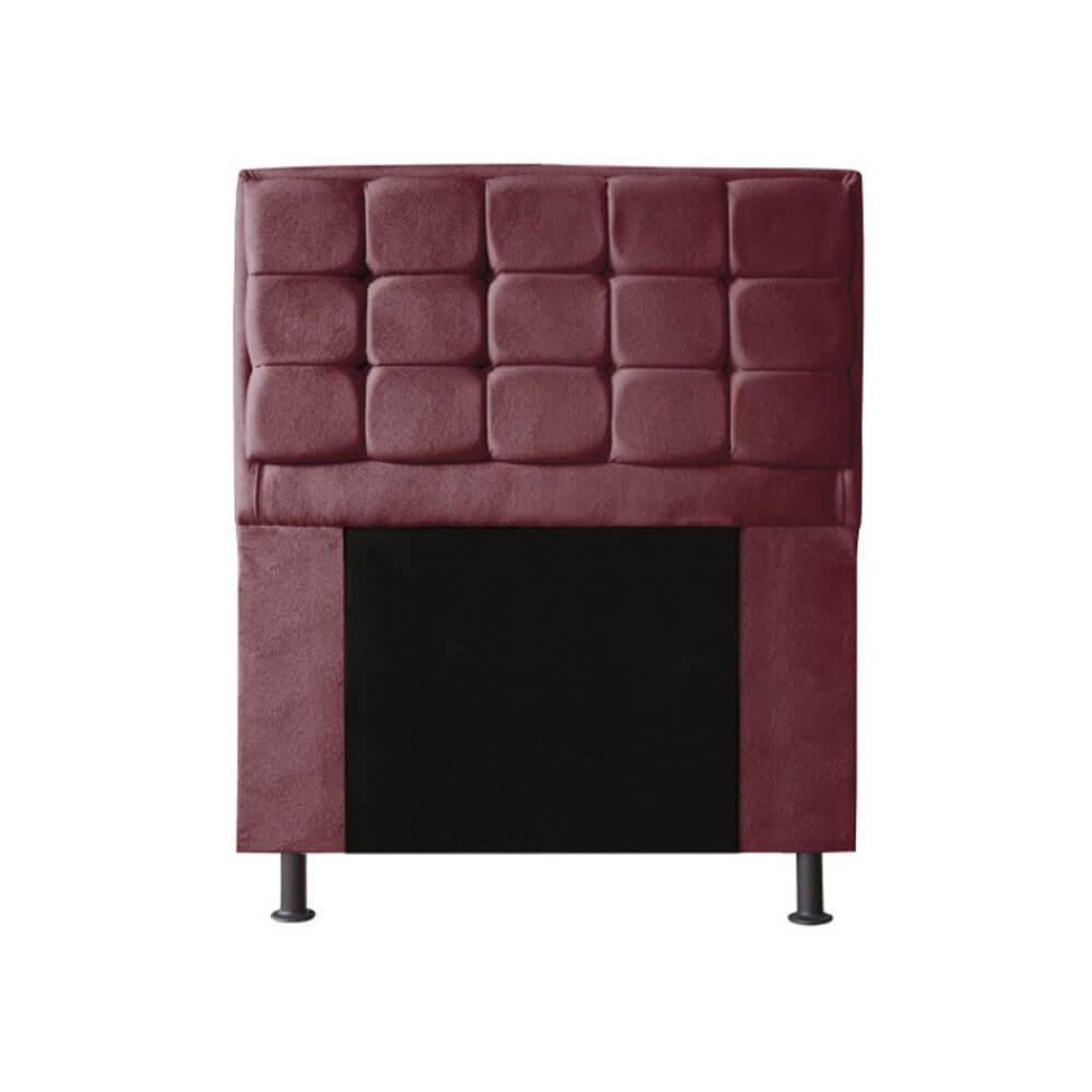 Kit Cabeceira + Calçadeira Baú Copenhague Solteiro 120cm Suede - Ecotec Decor:Vinho - 2