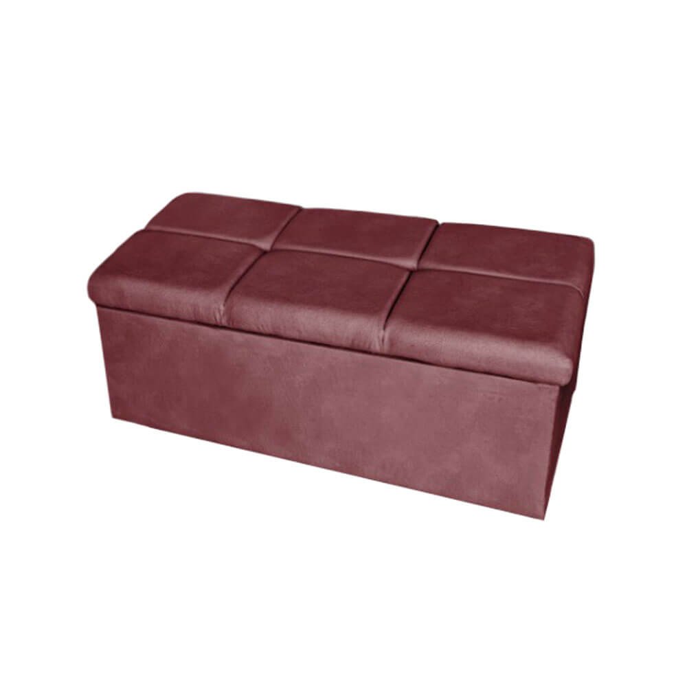 Kit Cabeceira + Calçadeira Baú Copenhague Solteiro 120cm Suede - Ecotec Decor:Vinho - 4