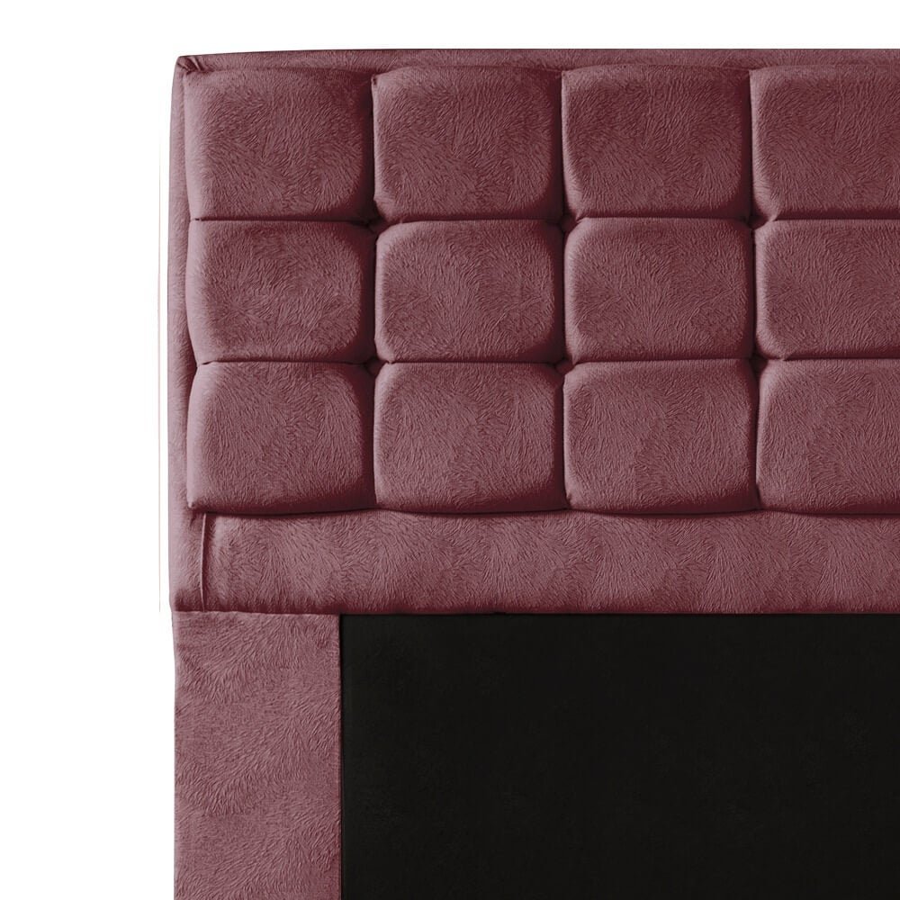 Kit Cabeceira + Calçadeira Baú Copenhague Solteiro 120cm Suede - Ecotec Decor:Vinho - 3