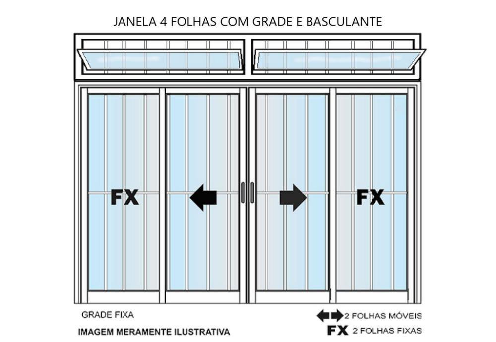 Janela De Alumínio 4 Folhas Cbasc E Grade Branca 120x150 Madeiramadeira 3020