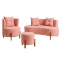 Ver imagem 3 de Kit Decorativo Sofá Curvo Orgânico + 01 Puff e Poltrona Luna Veludo Rosa - Montanaris Decor