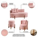 Ver imagem 4 de Kit Decorativo Sofá Curvo Orgânico + 01 Puff e Poltrona Luna Veludo Rosa - Montanaris Decor