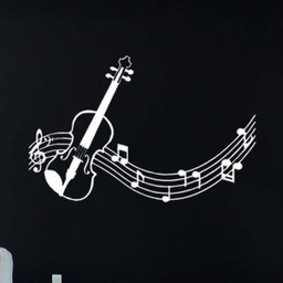 Adesivo Violino Musica Notas Decoração Quarto Sala:branco - 1