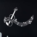 Ver imagem 1 de Adesivo Violino Musica Notas Decoração Quarto Sala:branco