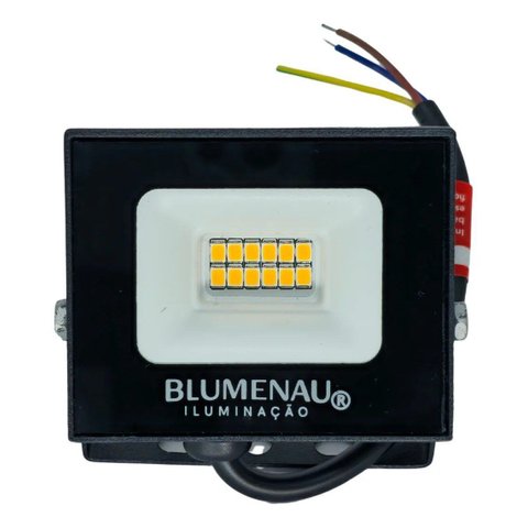 Refletor Blumenau Led Play 10w Preto Ip66 Uso Externo Bivolt 3000 K - Branco Quente