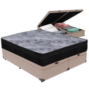 Ver imagem 1 de Cama Box Baú e Colchão Airtech Pampa Molas Ensacadas Queen Ortobom:cama Box Baú Bege e Colchão Airte