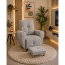 Ver imagem 1 de Poltrona de Amamentação Lara Balanço Puff Elegância e Sofisticação para o Quarto do Bebê Linho