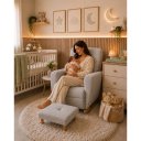 Ver imagem 3 de Poltrona de Amamentação Lara Balanço Puff Elegância e Sofisticação para o Quarto do Bebê Linho