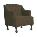 Ver imagem 1 de Poltrona Decorativa Pés Luis XV Gênises Encosto Capitonê Suede Marrom Carolina Moveis