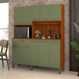 Armário Cozinha Jade 10 Portas Design Sofisticado Resistente:verde - 5