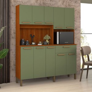 Armário Cozinha Jade 10 Portas Design Sofisticado Resistente:verde