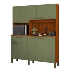 Armário Cozinha Jade 10 Portas Design Sofisticado Resistente:verde - 2