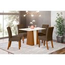 Ver imagem 1 de Conjunto Mesa de Cozinha Orus com Tampo Madeirado 120x80cm e 4 Cadeiras Vita Nature Off White Suede