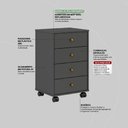 Ver imagem 3 de Mesa de cabeceira com  4 Gavetas Presence Amêndola/Grafito - Demóbile