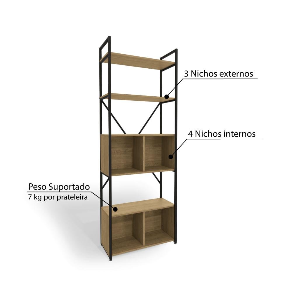Estante Industrial com 4 Portas - Freijó/Preto - 3