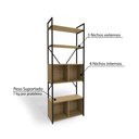 Ver imagem 4 de Estante Alta Estilo Industrial 72cm 04 Portas e 02 Prateleiras Li018 Kappesberg - Freijó/preto Fosco