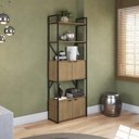 Ver imagem 1 de Estante Alta Estilo Industrial 72cm 04 Portas e 02 Prateleiras Li018 Kappesberg - Freijó/preto Fosco