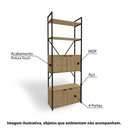Ver imagem 3 de Estante Alta Estilo Industrial 72cm 04 Portas e 02 Prateleiras Li018 Kappesberg - Freijó/preto Fosco
