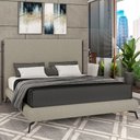 Ver imagem 2 de Cama Casal Queen Base Box Pés de Ferro Estilo Industrial 176cm Otto P05 Linho Bege Escuro - Lyam