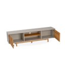 Ver imagem 4 de Rack Ripado para TV até 65 Polegadas em MDF/Madeira Maciça 180cm Rischio Off White/Mel