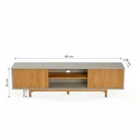 Ver imagem 3 de Rack Ripado para TV até 65 Polegadas em MDF/Madeira Maciça 180cm Rischio Off White/Mel