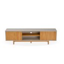 Ver imagem 2 de Rack Ripado para TV até 65 Polegadas em MDF/Madeira Maciça 180cm Rischio Off White/Mel