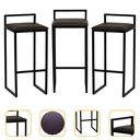 Ver imagem 1 de Kit 3 Banqueta Quadrada Preta para Balcão Ilha Cozinha Gourmet Bancada Piscina Bares Àrea de Lazer