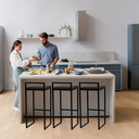 Ver imagem 6 de Kit 3 Banqueta Quadrada Preta para Balcão Ilha Cozinha Gourmet Bancada Piscina Bares Àrea de Lazer