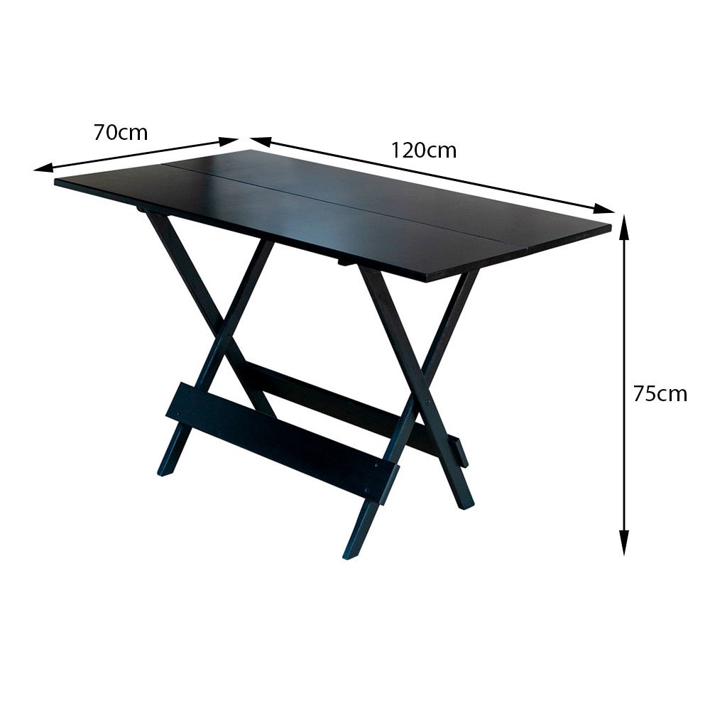 Kit 5 Conjuntos de Mesa Dobravel com 4 Cadeiras de Madeira 120x70 para Restaurante e Bar - Preto - 4
