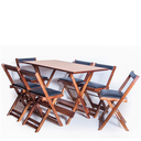 Ver imagem 1 de Conjunto Mesa 120x70 6 Cadeiras Dobrável Imbuia Estofado Preto Ref. DM120.6IP DMadeirastore