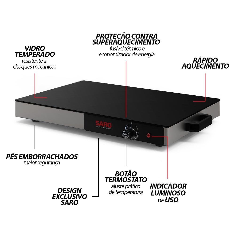 Rechaud Elétrico Mesa Térmica Com Vidro Temperado 110V - 4