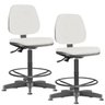 Kit 2 Cadeiras Caixa Alta Giratória Job Couro Sintético Branco - Lyam Decor - 1